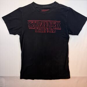 Stranger Things Outline Title Logo Black T-Shirt